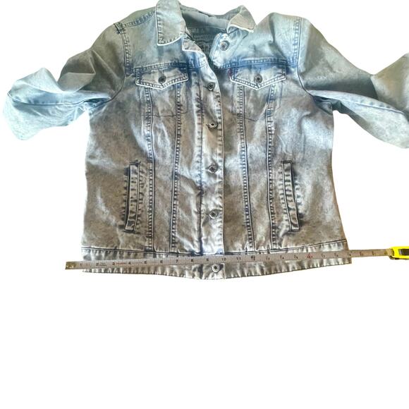 Levi’s Acid Wash Denim Jacket Full Zip + Button Closure Adjustable Waist, Size L - Picture 7 of 8
